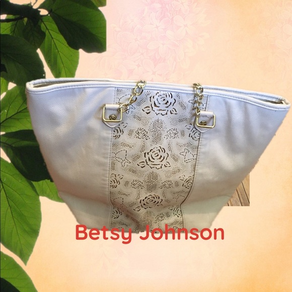 Betsey Johnson Handbags - Betsy Johnson Cream faux leather Satchel